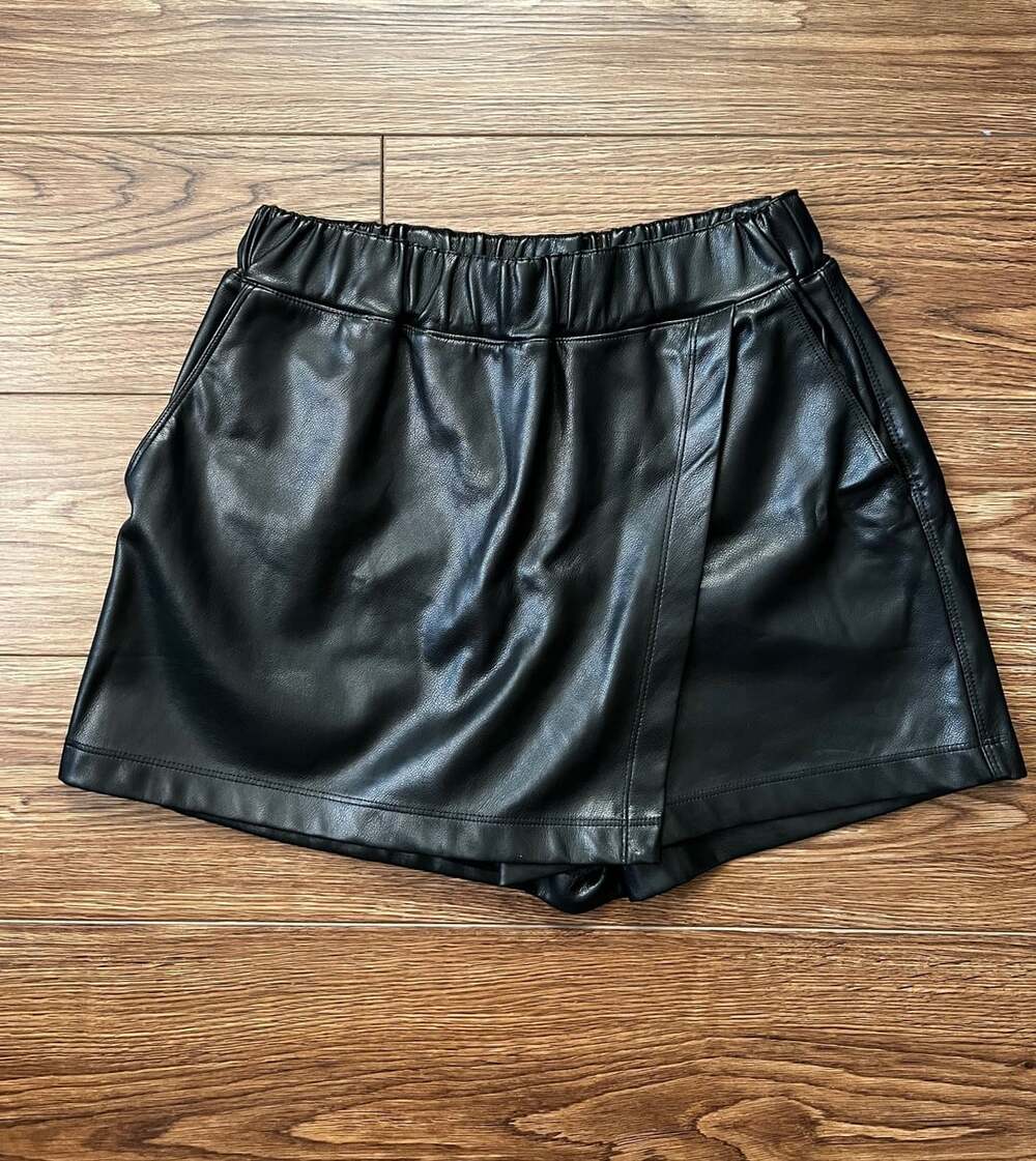 mono b Faux Leather Skort Size S Black Shorts Faux-Wrap
